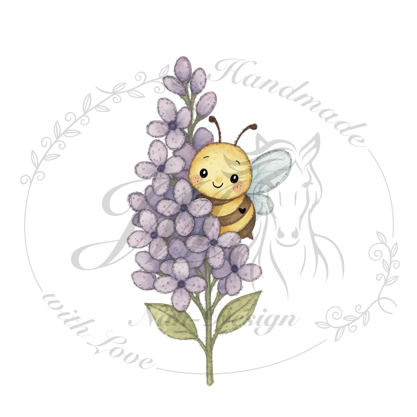 Bügelbild Blumenwiese mit Bienchen