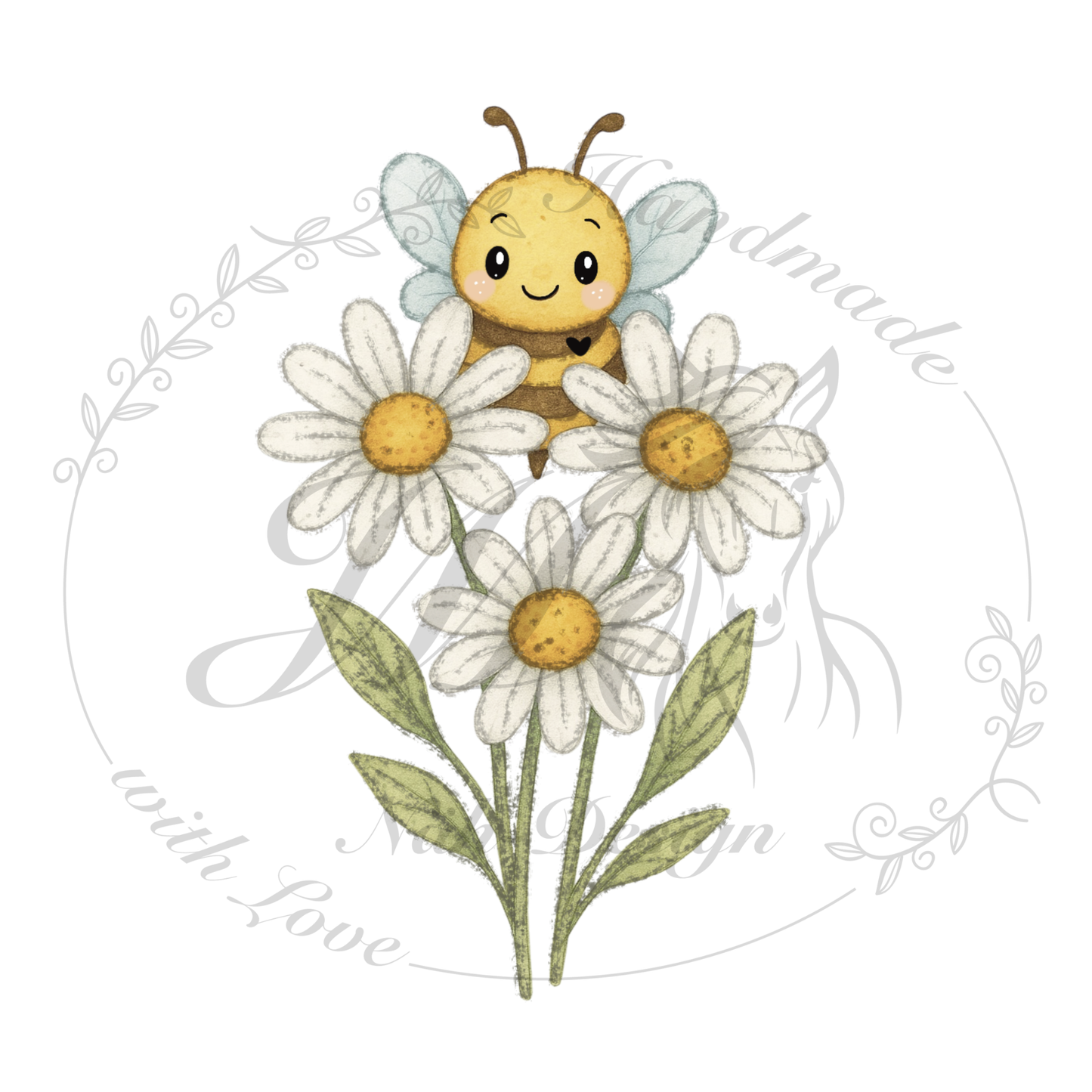 Bügelbild Blumenwiese mit Bienchen
