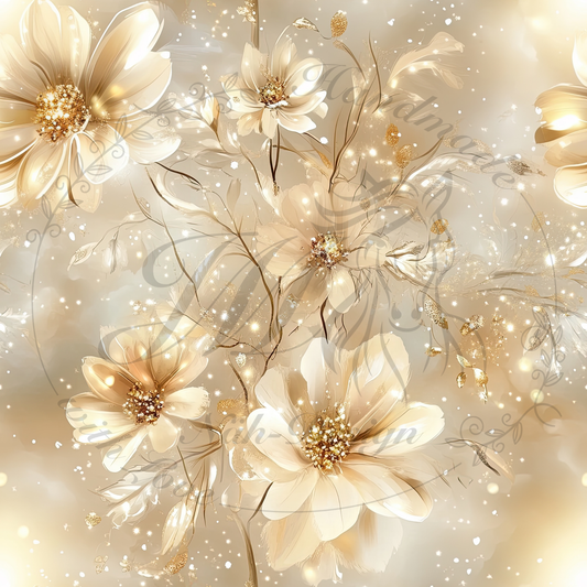 Lagerware - Golden flowers - Bio Jersey