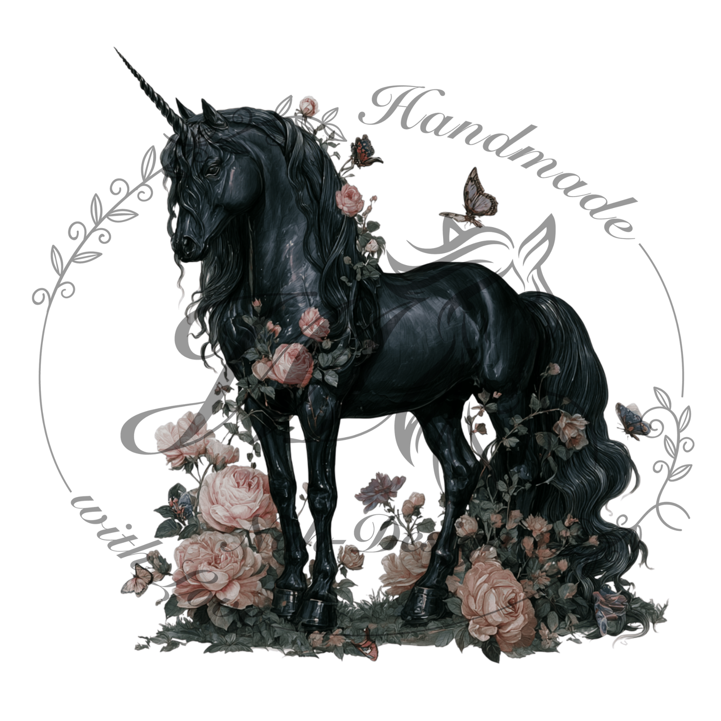 Bügelbild Schwarzes Einhorn