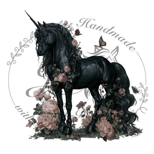 Bügelbild Schwarzes Einhorn