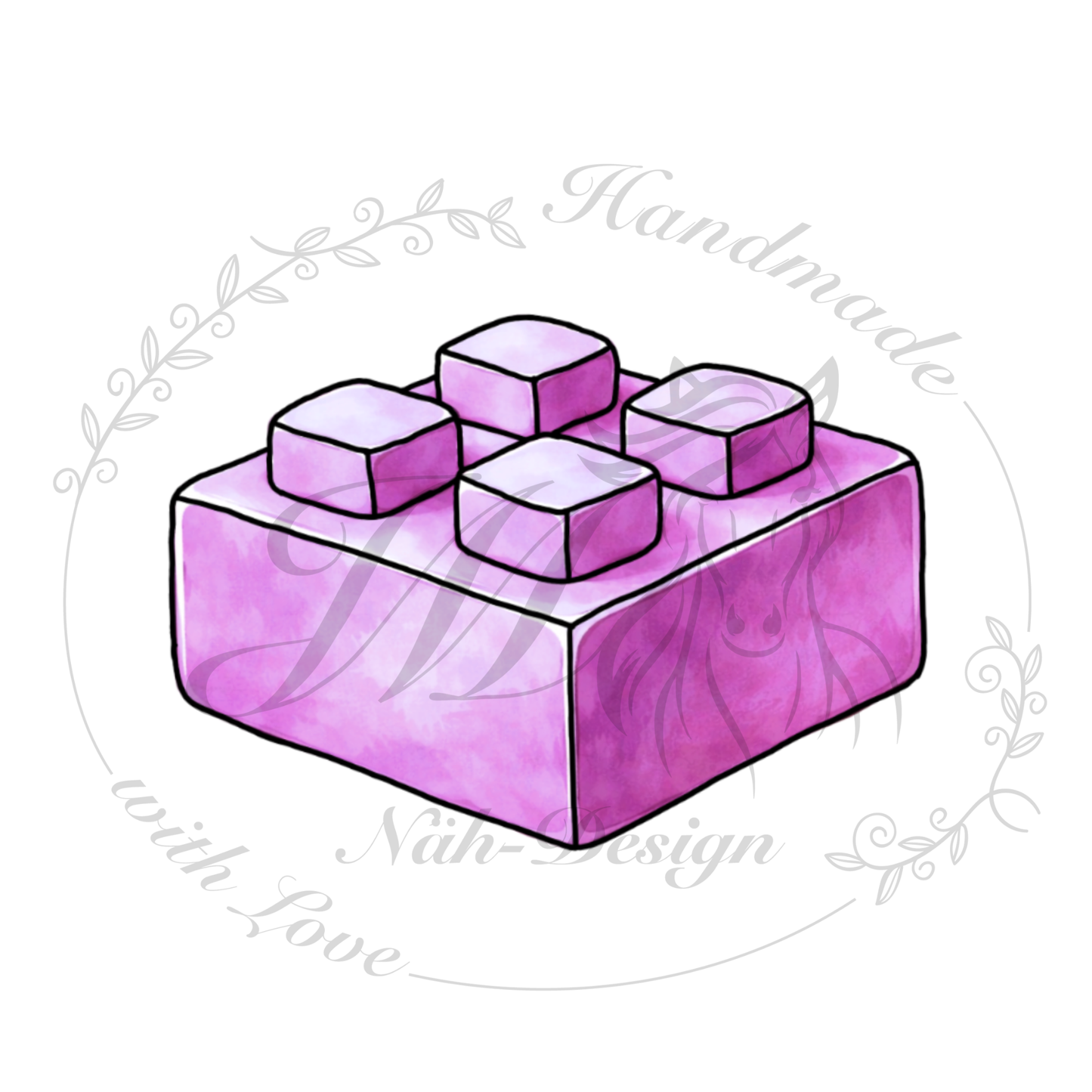 Bügelbild Bausteine - Lila Pink