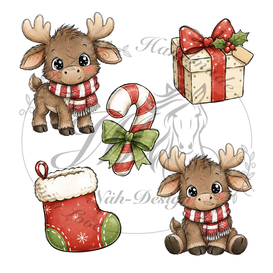 Bügelbild Rentiere bringen Geschenke