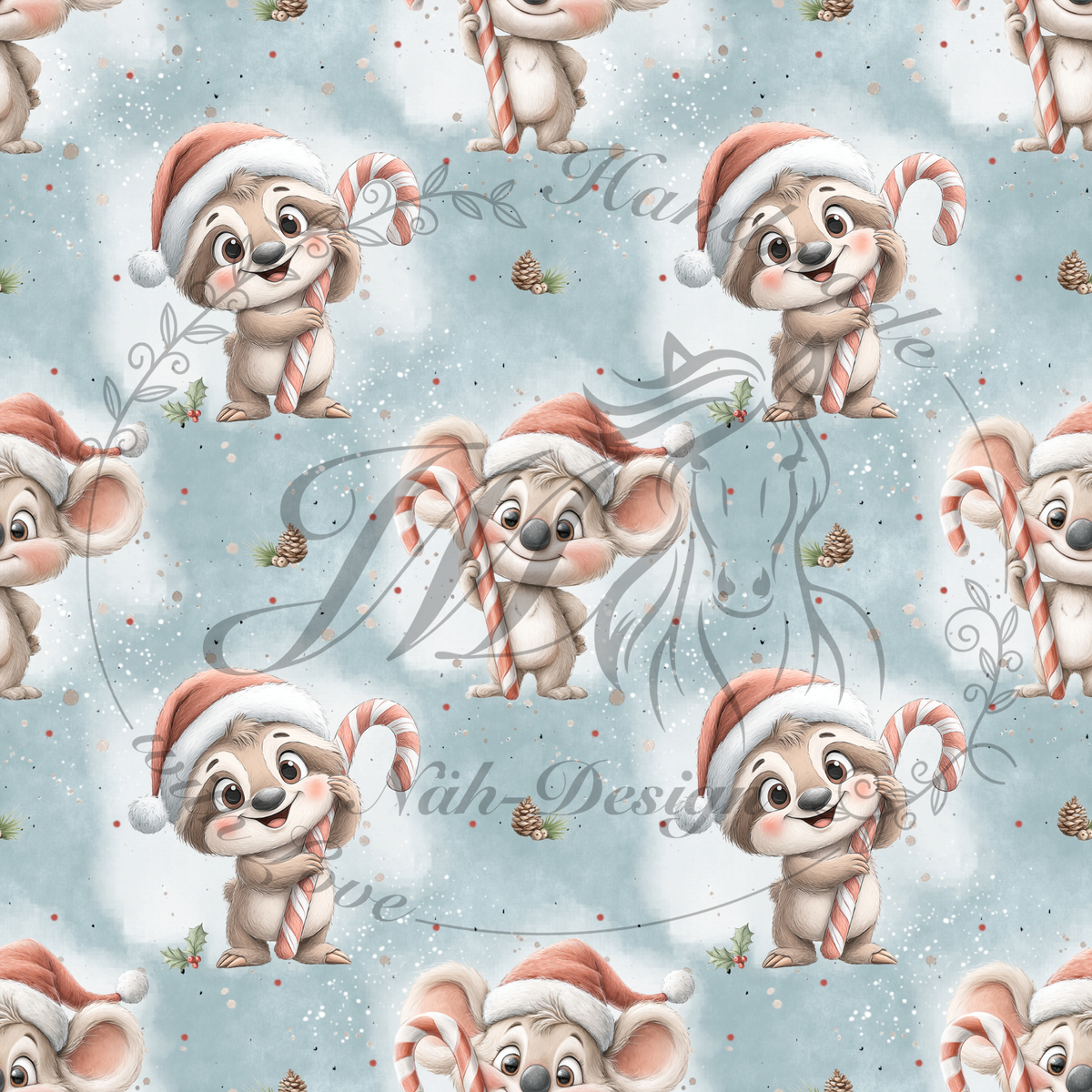 Animals with candy canes