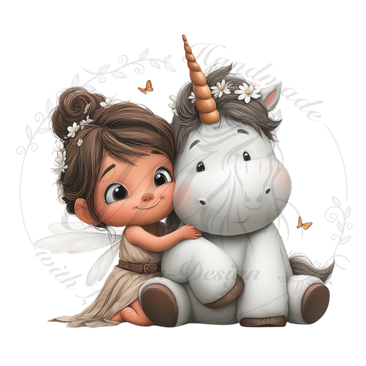 Bügelbild Fee und Einhorn