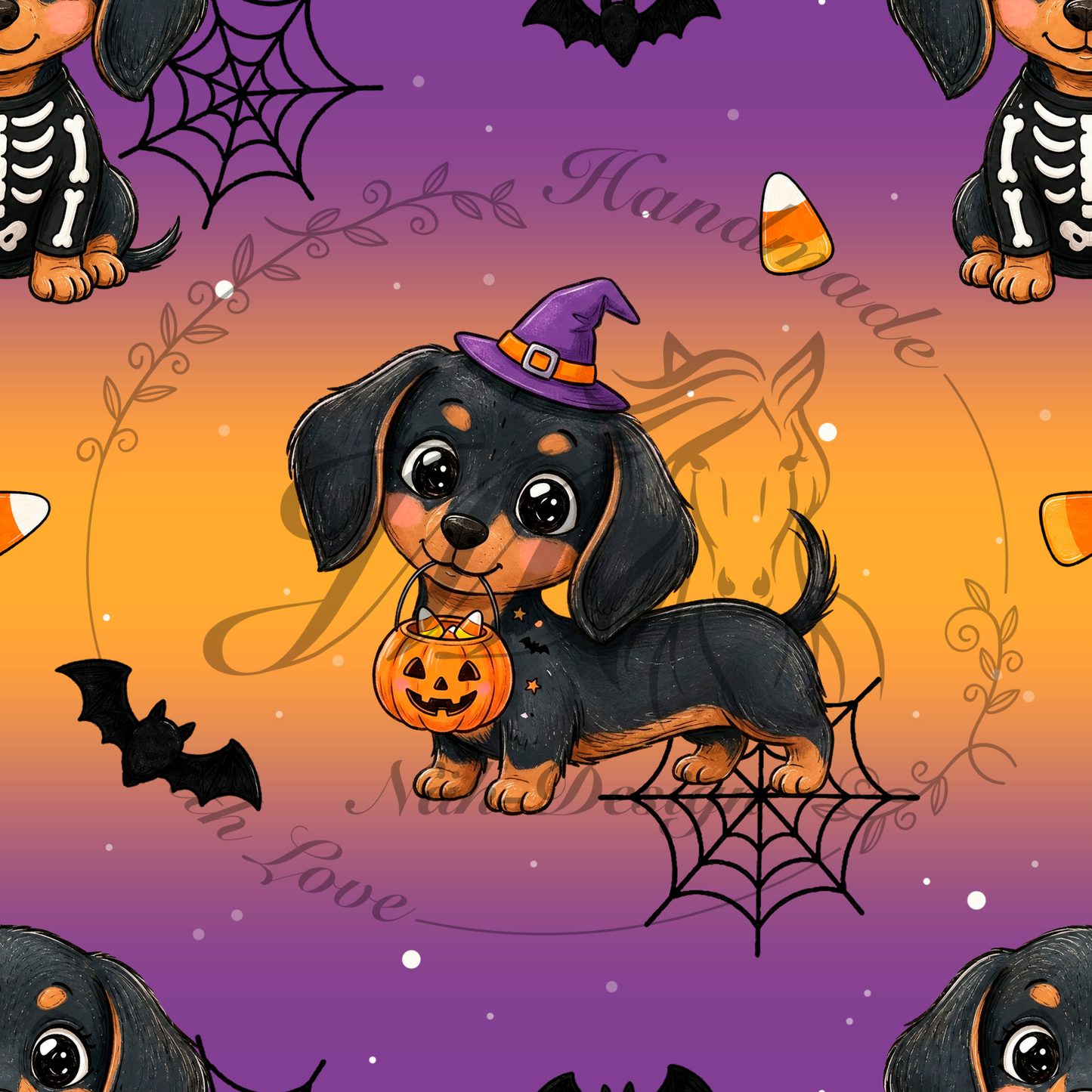 Lagerware - Halloween Dackel - 0,5 Meter Bio Jersey