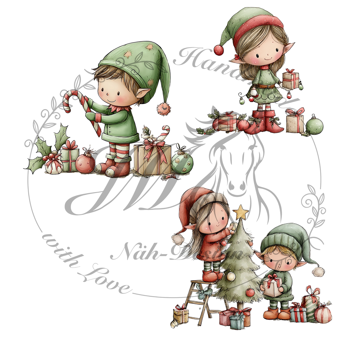 Bügelbild Weihnachtselfen