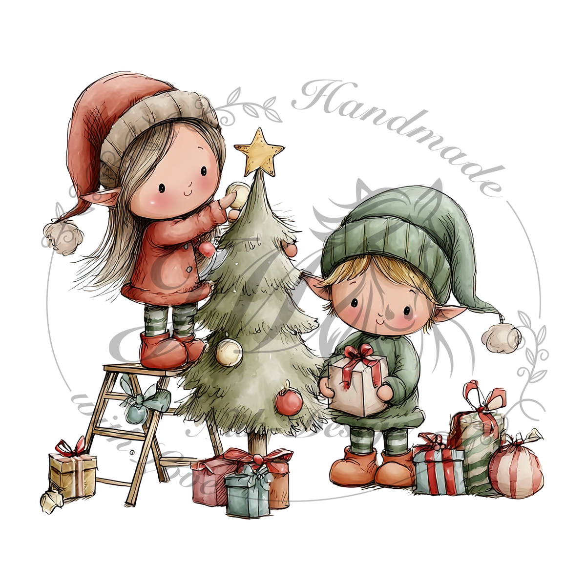 Bügelbild Weihnachtselfen