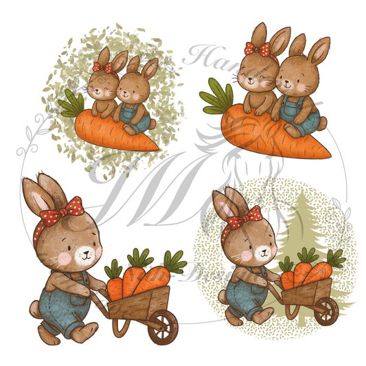 Bügelbild Fleißige Häschen
