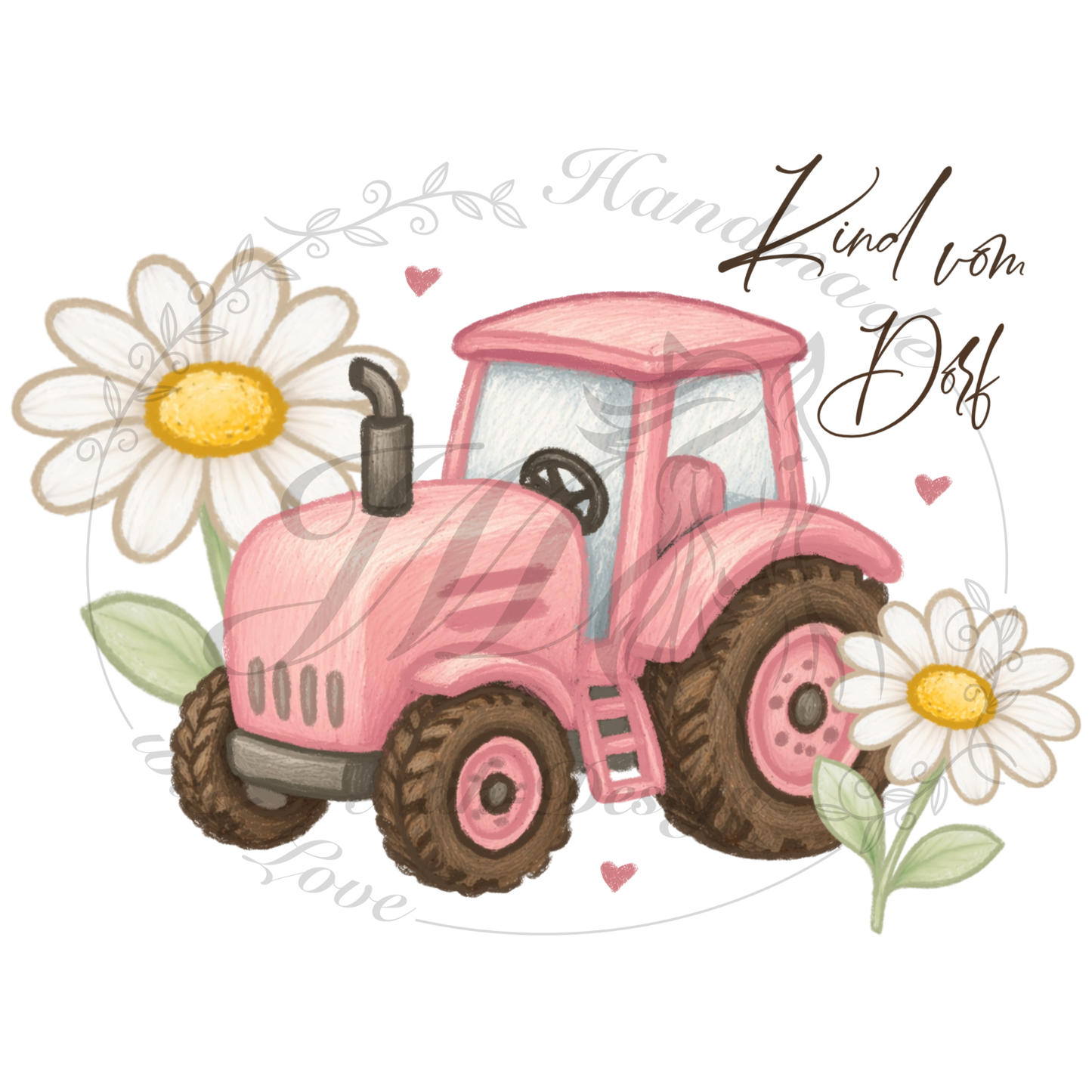 Bügelbild Kind vom Dorf - Rosa