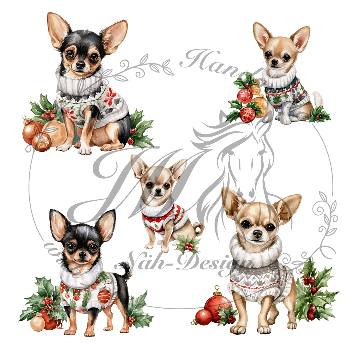 Bügelbild Christmas chihuahuas