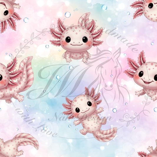 Lagerware - Axolotl - Bunt - 0,45 Meter Bio French Terry
