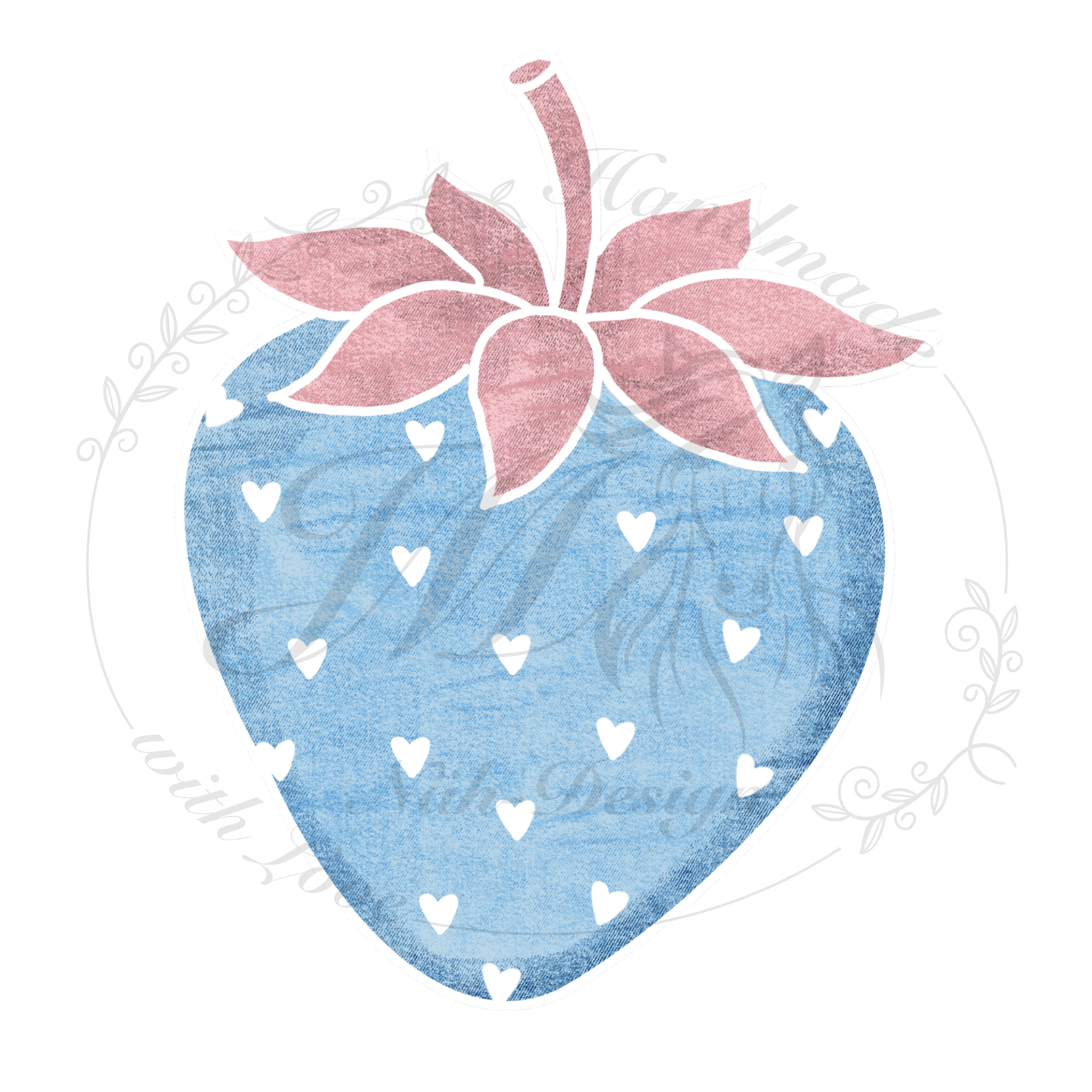 Bügelbild Denim Erdbeeren