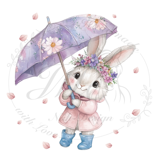 Bügelbild Hase im Blumenregen