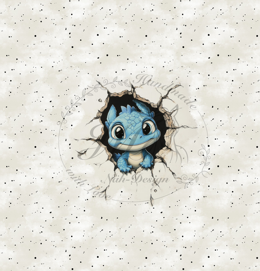 Lagerware - Hallooo Welt - Panel ca. 50 x 48 cm - Blau - Bio Jersey