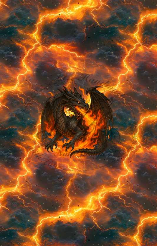Lagerware - Firestorm Dragon - Panel ca. 75 x 48 cm - Bio Jersey