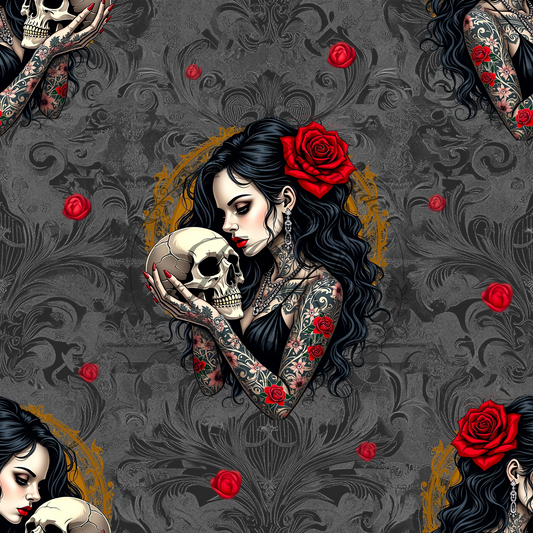 Roses skull girl