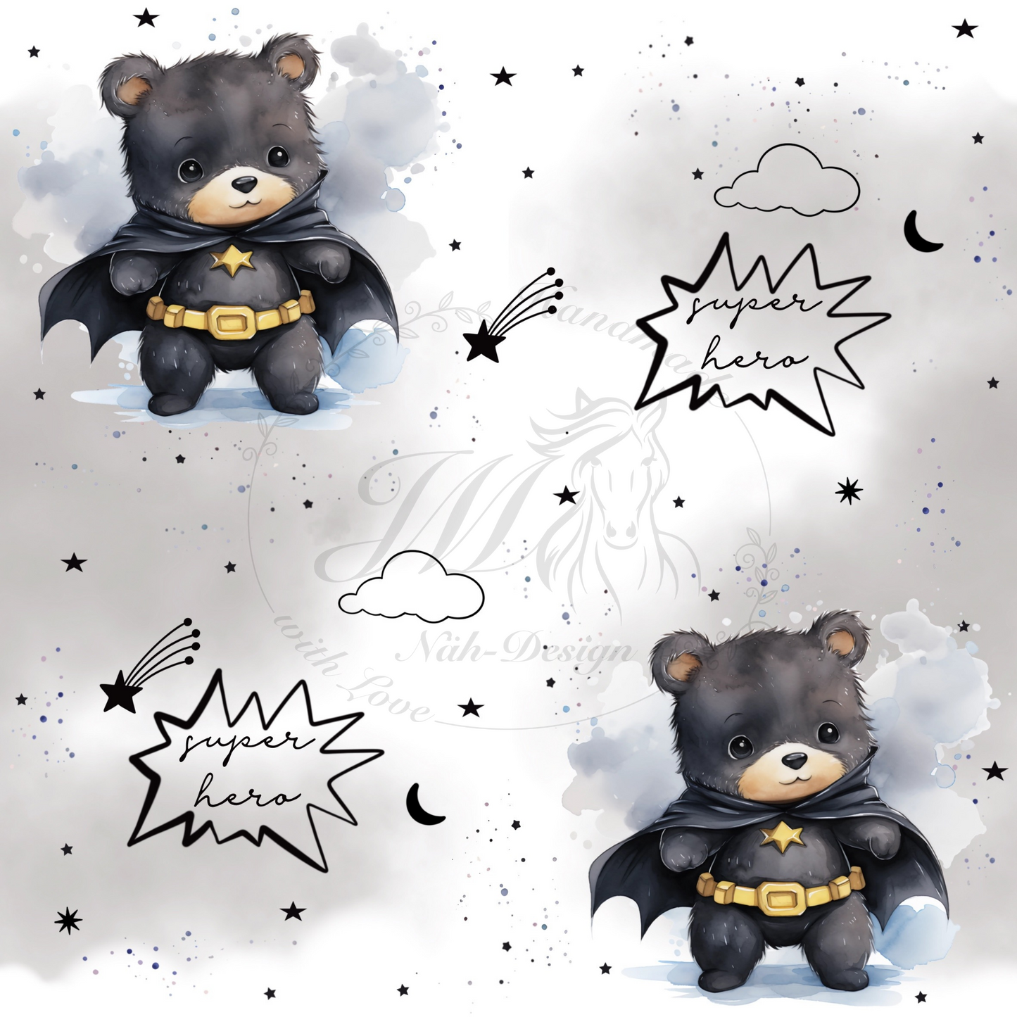 Lagerware - Super Hero - 0,5 Meter Bio French Terry